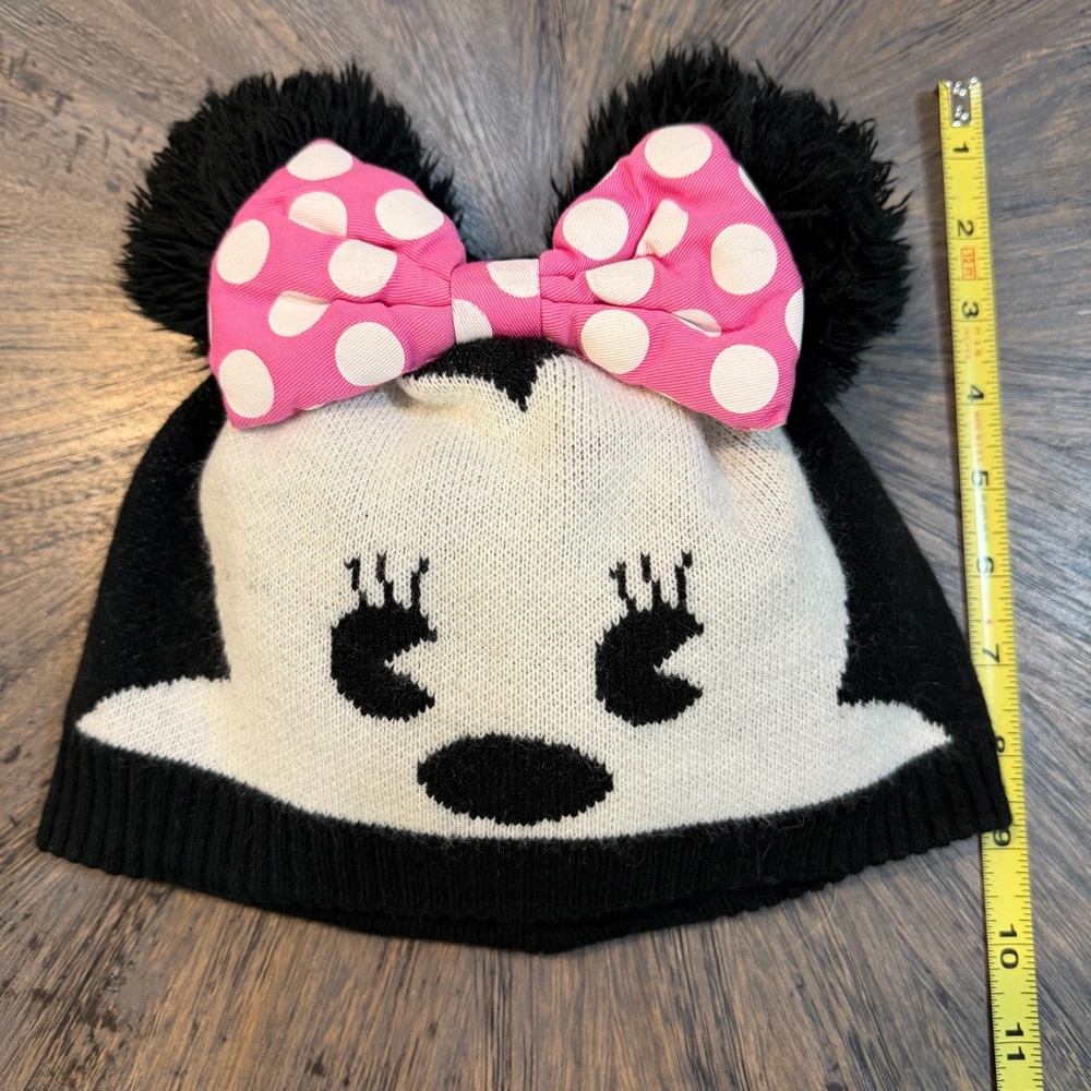 Disney Store Minnie Mouse Knit Beanie Hat Pink Polka Dot Bow‎ | One Size - Picture 4 of 9